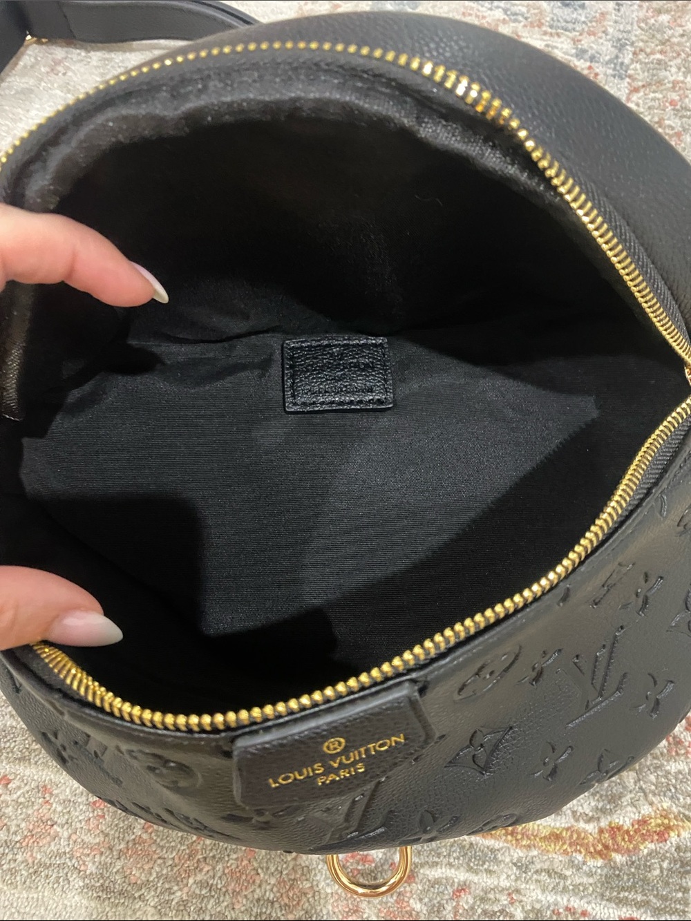 Louis Vuitton Black Embossed Monogram Leather Crossbody Belt Bag - Picture 2 of 5